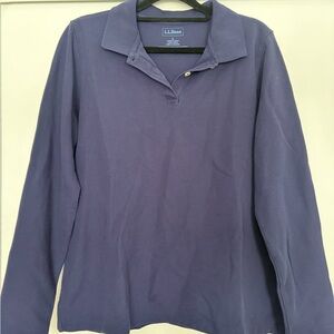 L.L. Bean Navy Blue Cotton Polo Shirt